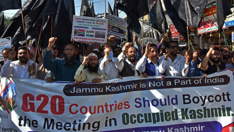 Hindistan'ın G20 toplantısını Cammu Keşmir'de düzenlemesi protesto edildi. Muzafferabad, Pakistan | Fotoğraf: AFP